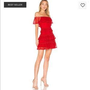 Red ruffled mini dress